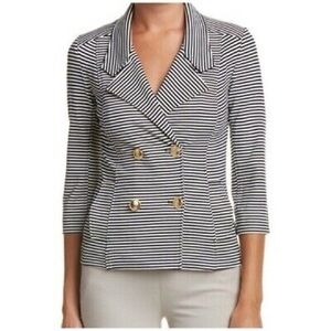 CAbi Black and White Striped Blazer